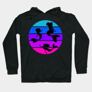 Mermaids Swimming in a Pink, Purple, and Blue Ocean Hoodie